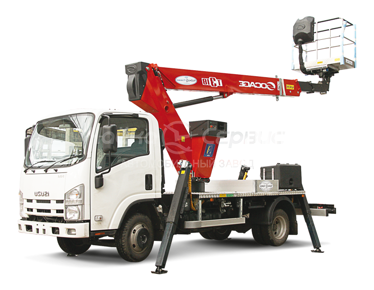 Автогидроподъёмник телескопический (стрела за кабиной) ISUZU NMS85H с  АГП Чайка T318