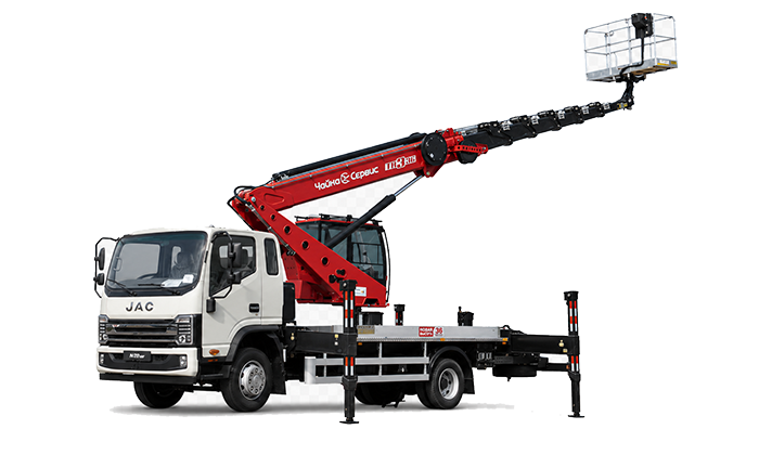 Автогидроподъемник телескопический (стрела за кабиной) JAC N120 с АГП Чайка TR336