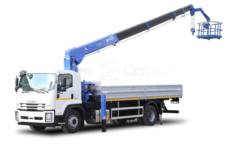 Кран-манипулятор ISUZU FORWARD 18.0 (FVR34) с КМУ Чайка-Tadano TM-ZR825 и сертифицированной люлькой